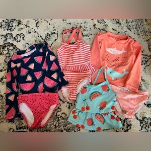 3 bathing suit sets! Girl’s size 2T bathing suit bundle